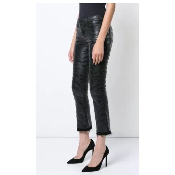 NWT RtA Kiki Flared Leather Cropped Shiny Pants Size 26 - Picture 6 of 15